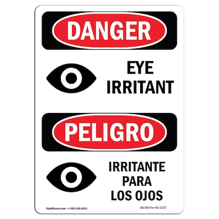 Signmission OSHA, Eye Irritant Bilingual, 14in X 10in Rigid Plastic, 10" W, 14" H, Spanish, OS-DS-P-1014-VS-1727 OS-DS-P-1014-VS-1727